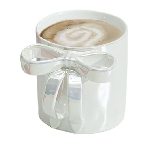 Streysisl Becher mit Schleife, spülmaschinenfest, ästhetischer Schleifengriff, Mehrzweck-Trinkgeschirr für Latte, heißen , Getränke, Wasser, Orangensaft von Streysisl