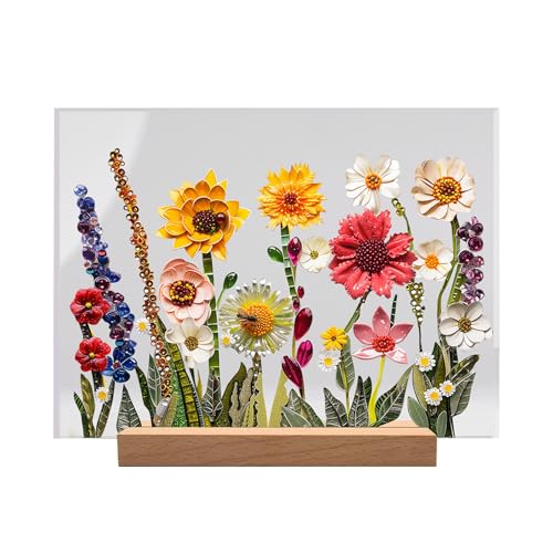 Streysisl Bemaltes florales Acryl- – bemaltes Blumenmuster, Tischdekoration, handgefertigtes Glasimitat, Acryl- , durchscheinende Heimdekoration für Tischplatte, TV-Ständer, Bücherregal Streysisl Bemaltes florales Acryl- – bemaltes Blumenmuster, Tischdekoration, handgefertigtes Glasimitat, Acryl- , durchscheinende Heimdekoration für Tischplatte, TV-Ständer, Bücherregal von Streysisl
