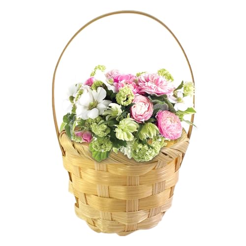 Streysisl Blumenkorb mit Griff, Hochzeitskorb, leicht, handgewebt, für Hochzeit, eleganter tragbarer Schreibtisch-Behälter, Aufbewahrungskorb für Wohnzimmer von Streysisl