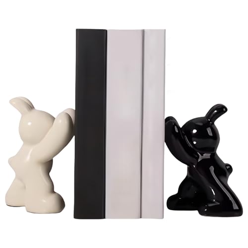 Streysisl Buchstopper für Regale, Buchregalhalter, Hasenform, Keramik-Skulptur, Organisationszubehör für Lese-Enthusiasten, Studenten, Lehrer, Teenager, Erwachsene Streysisl Buchstopper für Regale, Buchregalhalter, Hasenform, Keramik-Skulptur, Organisationszubehör für Lese-Enthusiasten, Studenten, Lehrer, Teenager, Erwachsene von Streysisl