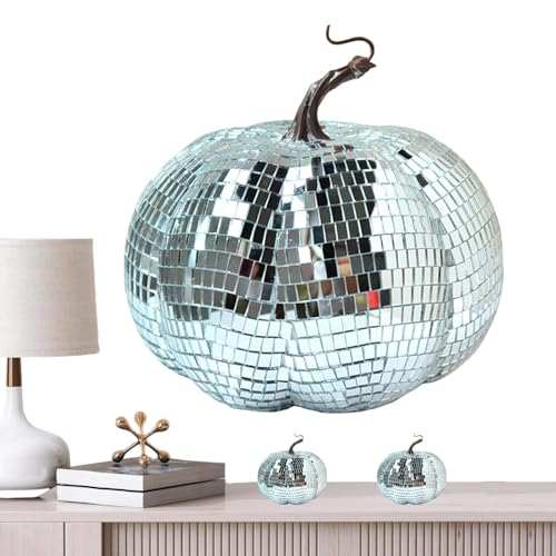 Streysisl Disco-Kürbis-Dekoration, künstliches Kürbis-geformtes Glitzer-Glas, Halloween-Dekoration, Partyzubehör, Kürbisse, zum Aufhängen für Herbst Streysisl Disco-Kürbis-Dekoration, künstliches Kürbis-geformtes Glitzer-Glas, Halloween-Dekoration, Partyzubehör, Kürbisse, zum Aufhängen für Herbst von Streysisl