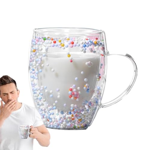 Streysisl Doppelwandige Glas-Kaffeetassen – 350 ml, klarer, ästhetischer Bierkrug mit Griff, leicht, großes Fassungsvermögen, Glasbecher für heiße und kalte Getränke, Trinkgeschirr für Frauen und Streysisl Doppelwandige Glas-Kaffeetassen – 350 ml, klarer, ästhetischer Bierkrug mit Griff, leicht, großes Fassungsvermögen, Glasbecher für heiße und kalte Getränke, Trinkgeschirr für Frauen und von Streysisl