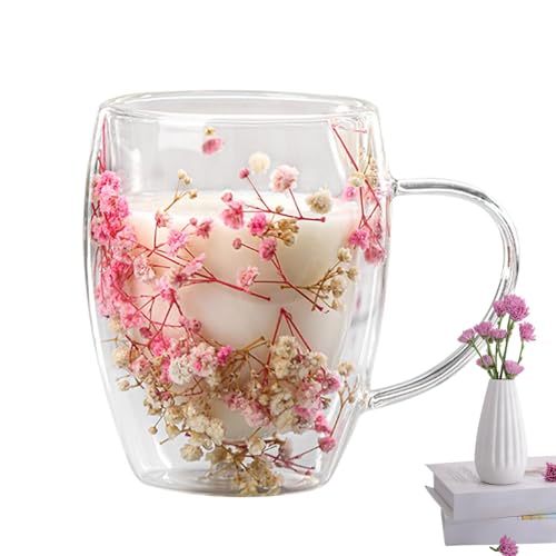 Streysisl Doppelwandige Glas-Kaffeetassen mit Griff, Teetassen, Getränkegläser, Teetasse, Milchbecher, Farbtupfer, hitzebeständig, Trockenblumentasse, isolierte Streysisl Doppelwandige Glas-Kaffeetassen mit Griff, Teetassen, Getränkegläser, Teetasse, Milchbecher, Farbtupfer, hitzebeständig, Trockenblumentasse, isolierte von Streysisl