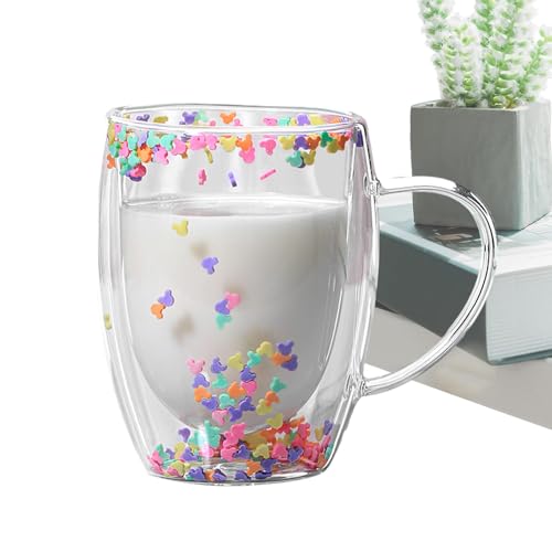 Streysisl Doppelwandige Kaffeetassen, 350 ml, klarer, ästhetischer Bierkrug mit Griff, leicht, großes Fassungsvermögen, Glasbecher für heiße und kalte Getränke, Trinkgeschirr für Frauen und Mädchen Streysisl Doppelwandige Kaffeetassen, 350 ml, klarer, ästhetischer Bierkrug mit Griff, leicht, großes Fassungsvermögen, Glasbecher für heiße und kalte Getränke, Trinkgeschirr für Frauen und Mädchen von Streysisl