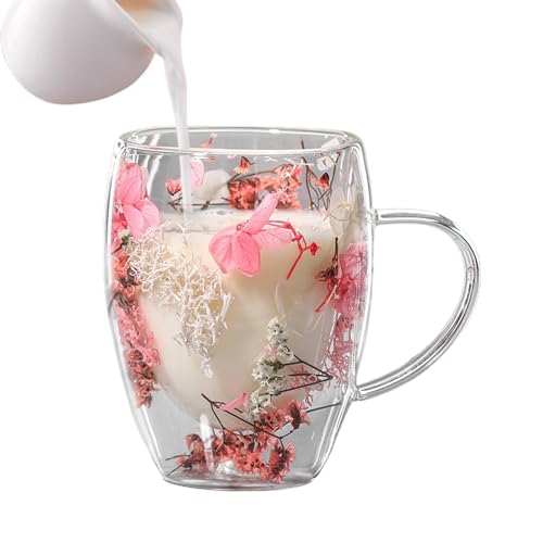 Streysisl Doppelwandige Kaffeetassen aus Glas – kreative Glas-Kaffeetassen mit getrockneten , 350 ml, verbrühungsfreie Kaffeetassen für Schokolade, Tee, Kaffee, Saft Streysisl Doppelwandige Kaffeetassen aus Glas – kreative Glas-Kaffeetassen mit getrockneten , 350 ml, verbrühungsfreie Kaffeetassen für Schokolade, Tee, Kaffee, Saft von Streysisl
