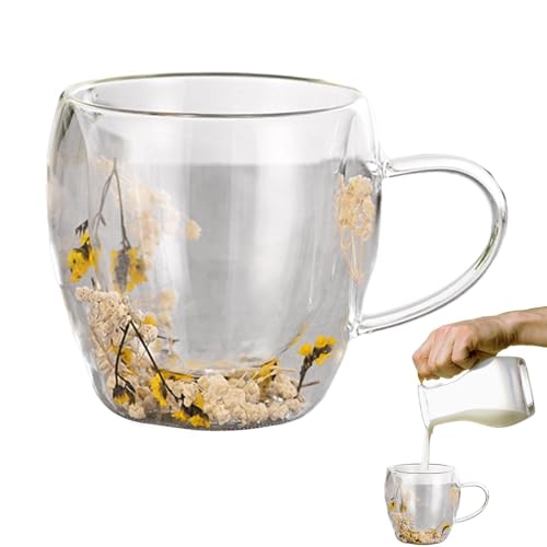 Streysisl Doppelwandiger Glasbecher mit getrockneten , doppelwandige getrocknete Pflanzen, Latte-Tassen | klare Latte-Pflanzen-Becher mit Griffen für Zuhause, Café, Hotel, Restaurant Streysisl Doppelwandiger Glasbecher mit getrockneten , doppelwandige getrocknete Pflanzen, Latte-Tassen | klare Latte-Pflanzen-Becher mit Griffen für Zuhause, Café, Hotel, Restaurant von Streysisl