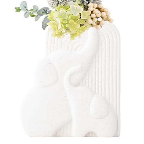 Streysisl Elefantenvasen, Heimdekoration, weiße Keramikvase, niedliche Tier-Blumenvase, einfache weiße Blumenvase für Bauernhäuser, Heimdekoration Streysisl Elefantenvasen, Heimdekoration, weiße Keramikvase, niedliche Tier-Blumenvase, einfache weiße Blumenvase für Bauernhäuser, Heimdekoration von Streysisl