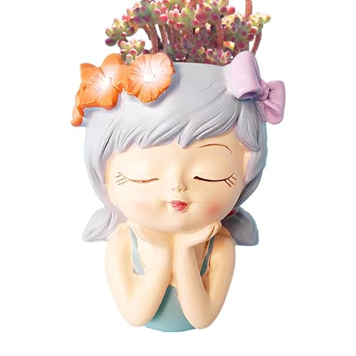 Streysisl Fairy Head Planter, Adorable Fairy Girl Face Pot Face Planter for Indoor Plants Pots with Drainage, Head Planter, Small Flower Planter for Outdoor, Yard, Garden Streysisl Fairy Head Planter, Adorable Fairy Girl Face Pot Face Planter for Indoor Plants Pots with Drainage, Head Planter, Small Flower Planter for Outdoor, Yard, Garden von Streysisl