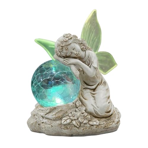 Streysisl Feenstatue, Kunstharz-Gartenfeen-Dekoration für den Außenbereich mit Glaskugel – skurrile Gartendekoration, Solar-Gartenstatuen für Hof, Rasen, Blumenbeet, Gehweg, Teich Streysisl Feenstatue, Kunstharz-Gartenfeen-Dekoration für den Außenbereich mit Glaskugel – skurrile Gartendekoration, Solar-Gartenstatuen für Hof, Rasen, Blumenbeet, Gehweg, Teich von Streysisl