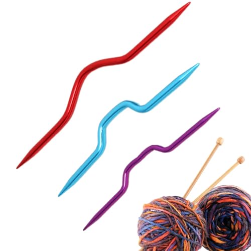 Streysisl Gebogene Stricknadeln, ergonomische Metall-Stricknadeln, bunt, handgewebt, tragbare Webnadeln für Schals Streysisl Gebogene Stricknadeln, ergonomische Metall-Stricknadeln, bunt, handgewebt, tragbare Webnadeln für Schals von Streysisl