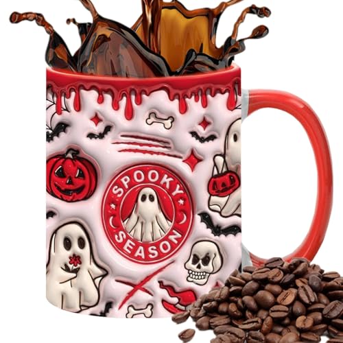 Streysisl Geistertasse, Halloween-Kaffeetasse mit Griff, Keramik-Espressotasse, 350 ml, gruselige Teetasse für Zuhause, Schule, Tischdekoration von Streysisl