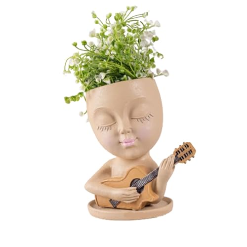 Streysisl Gesichtstöpfe | Niedlicher Kopf Blumentopf | Harztöpfe für Zimmerpflanzen Heimdekoration mit Drainage Kleine Gitarre Streysisl Gesichtstöpfe | Niedlicher Kopf Blumentopf | Harztöpfe für Zimmerpflanzen Heimdekoration mit Drainage Kleine Gitarre von Streysisl
