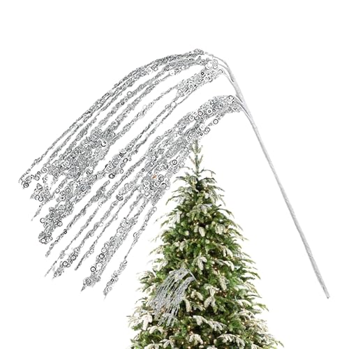 Streysisl Glitzernde Weihnachtszweige – künstliche Stielornamente | künstliche Stielzweige Picks Ornamente dekorative Stäbe Zweige für Vase Urlaub 61 cm von Streysisl