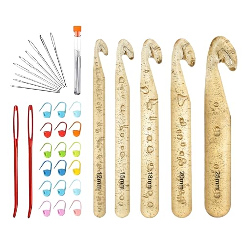 Streysisl Große Häkelnadeln, großes Häkelnadel-Set, rutschfester, bequemer Griff, Strickzubehör für Teppich, Schals, T-Shirts, handgefertigte Bastelarbeiten Streysisl Große Häkelnadeln, großes Häkelnadel-Set, rutschfester, bequemer Griff, Strickzubehör für Teppich, Schals, T-Shirts, handgefertigte Bastelarbeiten von Streysisl