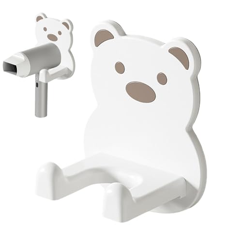 Streysisl Haartrockner-Aufbewahrungsregal, wandmontiertes Föhnregal, Hug Bear Haartrocknerhalter, Badezimmer-Aufbewahrung, multifunktional, wasserdicht, Haarwerkzeug-Organizer für Badezimmer Streysisl Haartrockner-Aufbewahrungsregal, wandmontiertes Föhnregal, Hug Bear Haartrocknerhalter, Badezimmer-Aufbewahrung, multifunktional, wasserdicht, Haarwerkzeug-Organizer für Badezimmer von Streysisl