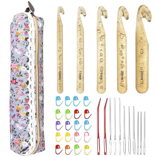 Streysisl Häkelnadel-Set, rutschfest, leicht, Bastelwerkzeug für Decken, Weben, Teppiche, Schals, Puppenherstellung, Schal, Stricken von Streysisl