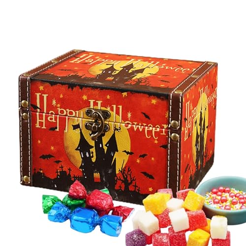 Streysisl Halloween-Box-Dekorationen | Holz-Halloween-Leckerli-Boxen – abschließbare Andenken-Boxen mit Deckel, dekorative Halloween-Holz-Organizer für Wohnzimmer, Schule Streysisl Halloween-Box-Dekorationen | Holz-Halloween-Leckerli-Boxen – abschließbare Andenken-Boxen mit Deckel, dekorative Halloween-Holz-Organizer für Wohnzimmer, Schule von Streysisl