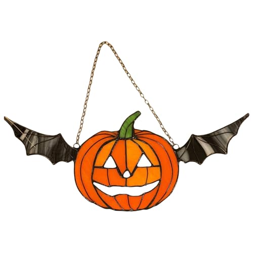Streysisl Halloween-Fenster-Sonnenfänger, Acryl-Kürbis-Sonnenfänger, handgefertigt, Kürbisfledermaus, Erntedankfest, Sonnenfänger für Wohnzimmer Streysisl Halloween-Fenster-Sonnenfänger, Acryl-Kürbis-Sonnenfänger, handgefertigt, Kürbisfledermaus, Erntedankfest, Sonnenfänger für Wohnzimmer von Streysisl