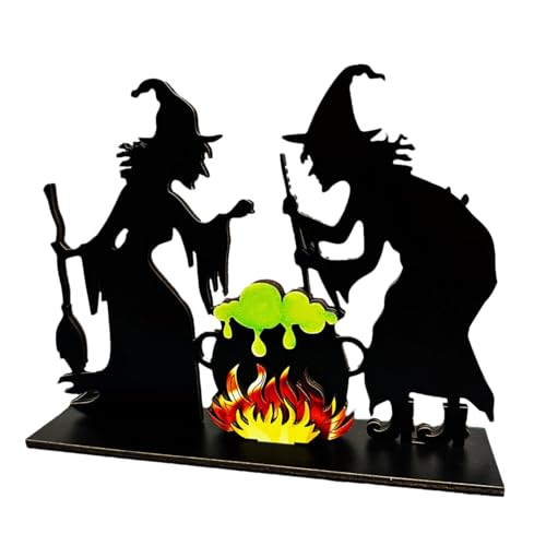 Streysisl Halloween-Holzdekor – Halloween-Hexen-Dekoration aus Holz – multifunktionaler Kerzenständer Ornament, Halloween-Tischdekoration für Halloween im Innenbereich Streysisl Halloween-Holzdekor – Halloween-Hexen-Dekoration aus Holz – multifunktionaler Kerzenständer Ornament, Halloween-Tischdekoration für Halloween im Innenbereich von Streysisl