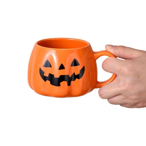 Streysisl Halloween-Tasse, Keramik-Kürbisbecher, 400 ml, gruselige , Wasserbecher für Herbst, Küche, Reisen, Camping, Zuhause, Wohnheim Streysisl Halloween-Tasse, Keramik-Kürbisbecher, 400 ml, gruselige , Wasserbecher für Herbst, Küche, Reisen, Camping, Zuhause, Wohnheim von Streysisl