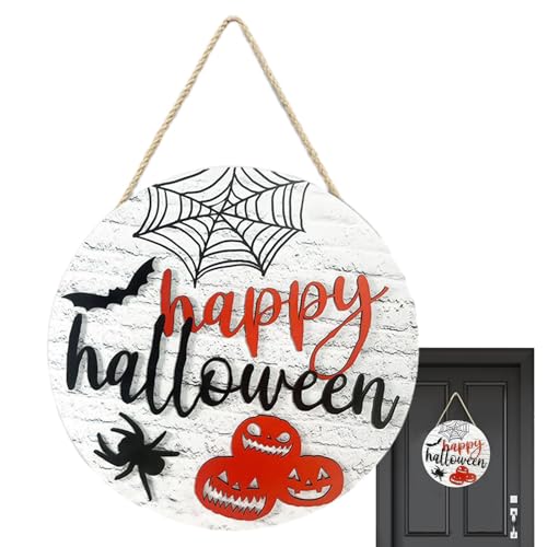Streysisl Halloween-Türschild | Türdekorkranz Happy Halloween Holzschild – glattes -Party-Wandaufhänger Willkommens-Türschild Streysisl Halloween-Türschild | Türdekorkranz Happy Halloween Holzschild – glattes -Party-Wandaufhänger Willkommens-Türschild von Streysisl