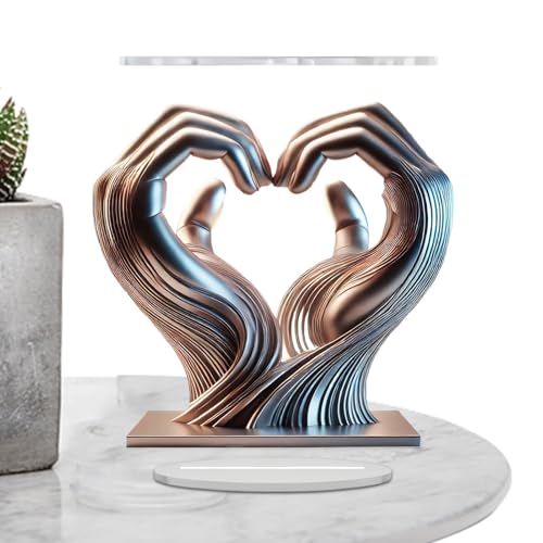 Streysisl Handstatue in Herzform, moderne Acryl-Herzform, Heimdekoration, Desktop-Ornament, bedeutungsvolle ästhetische Dekoration für Schlafzimmer, Bücherregal, Couchtisch von Streysisl