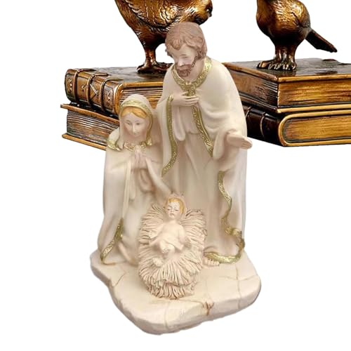 Streysisl Heilige Familie Figur aus Kunstharz, Heilige Familie, Jesus, Krippe, Kunstharz-Modell, handbemalte Figuren, Heimkunststatue für Esstisch, Schreibtisch, Kinderzimmer von Streysisl