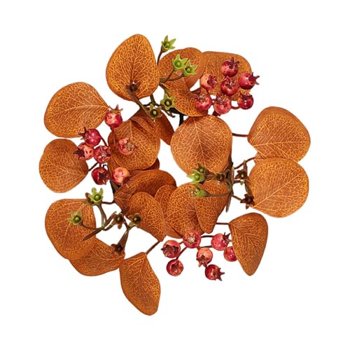Streysisl Herbstkerzenringe, gelbe Eukalyptus-Kerzenringe, 20 cm, Eukalyptusblätter, Kerzenringe, Kränze, künstliche Kerzengirlande, Halter, Tischdekoration von Streysisl
