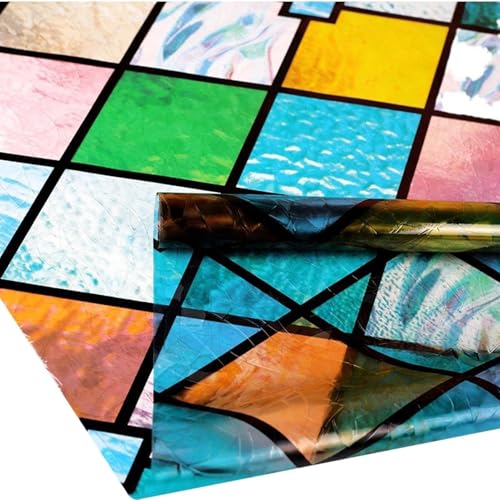 Streysisl Hitzeblockierende Sichtschutz-Fensterabdeckung, statische Privatsphäre, Sichtschutz, Fensterfolie mit Regenbogen-Effekt, für Küche, Glas, Balkon, bodenhohe Fenster Streysisl Hitzeblockierende Sichtschutz-Fensterabdeckung, statische Privatsphäre, Sichtschutz, Fensterfolie mit Regenbogen-Effekt, für Küche, Glas, Balkon, bodenhohe Fenster von Streysisl