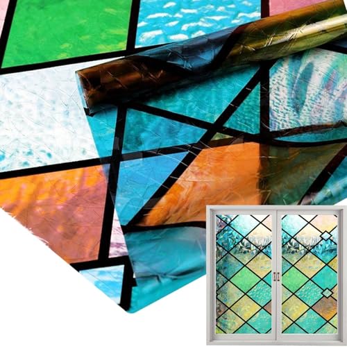 Streysisl Hitzeblockierende Sichtschutz-Fensterabdeckung – Lichtblock statische Privatsphäre für Fenster – Sichtfensterfolie mit Regenbogen-Effekt für Küche, Glas, Balkon, bodenhohe Fenster Streysisl Hitzeblockierende Sichtschutz-Fensterabdeckung – Lichtblock statische Privatsphäre für Fenster – Sichtfensterfolie mit Regenbogen-Effekt für Küche, Glas, Balkon, bodenhohe Fenster von Streysisl