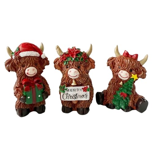 Streysisl Hochlandkuh-Figur, Weihnachts-Kuh-Dekoration, Harz-Figur für Weihnachten, Schreibtisch, Auto, Schlafzimmer, Gartentisch, Bauernhaus- Streysisl Hochlandkuh-Figur, Weihnachts-Kuh-Dekoration, Harz-Figur für Weihnachten, Schreibtisch, Auto, Schlafzimmer, Gartentisch, Bauernhaus- von Streysisl