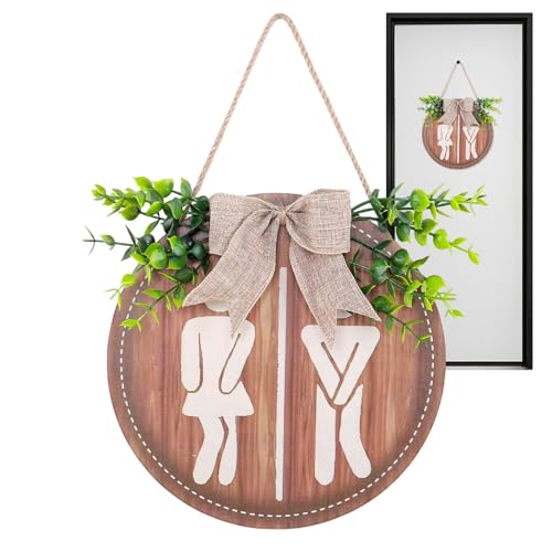 Streysisl Holzschild für Toiletten, lustiges Toilettenschild – rustikale Innendekoration, baumelndes Ornament mit Seil für Bauernhaus, Zuhause von Streysisl