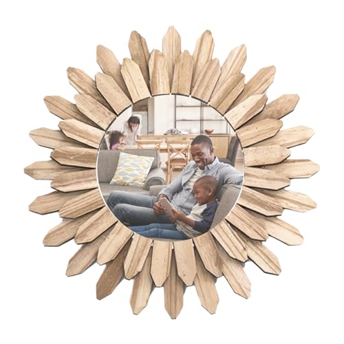 Streysisl Holzspiegel für Wand, rustikale Wanddekoration – dekorativer Sonnenblumen-Hängender Holzspiegel für Esszimmer, Badezimmer, Wohnzimmer, Flur, Eingangsbereich Streysisl Holzspiegel für Wand, rustikale Wanddekoration – dekorativer Sonnenblumen-Hängender Holzspiegel für Esszimmer, Badezimmer, Wohnzimmer, Flur, Eingangsbereich von Streysisl