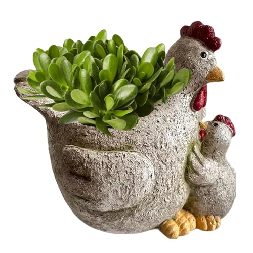 Streysisl Hühner-Pflanztopf – niedlicher Tier-Pflanzgefäß – Bonsai-Tier-Pflanztopf Gartendekoration, Kunstharz, Eltern-Kind-Huhn-Blumentopf für Terrasse, -Café-Dekoration Streysisl Hühner-Pflanztopf – niedlicher Tier-Pflanzgefäß – Bonsai-Tier-Pflanztopf Gartendekoration, Kunstharz, Eltern-Kind-Huhn-Blumentopf für Terrasse, -Café-Dekoration von Streysisl
