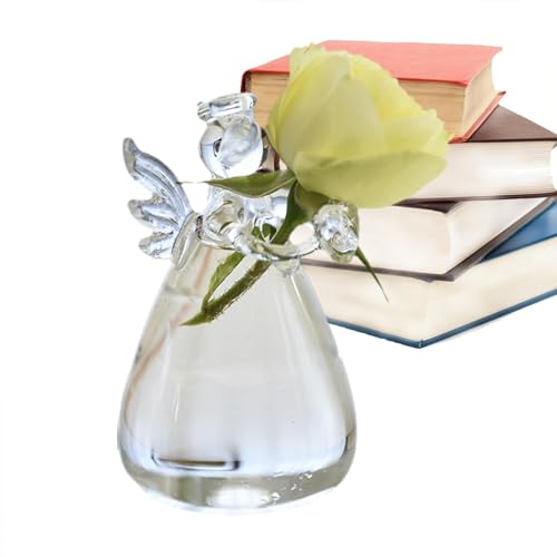 Streysisl Hydrokultur-Vase, kleine Tisch-Vase, transparenter Blumenbehälter, Engel-Hydrokultur-Vase, klare dekorative Engel-Hydrokultur-Pflanzgefäß für Zuhause von Streysisl