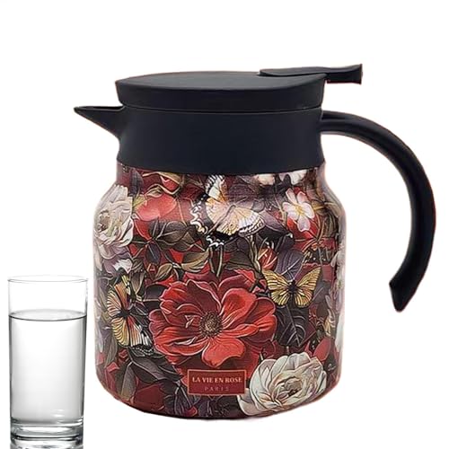 Streysisl Karaffe für heiße Flüssigkeiten | Getränkespender mit Vintage-Blumenmuster, Kaffeekanne, 958 ml Getränkespender mit Tee-Ei und Sieb für kalten Tee, Wasser und Kaffee Streysisl Karaffe für heiße Flüssigkeiten | Getränkespender mit Vintage-Blumenmuster, Kaffeekanne, 958 ml Getränkespender mit Tee-Ei und Sieb für kalten Tee, Wasser und Kaffee von Streysisl