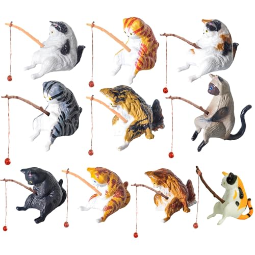 Streysisl Katzen-Dekoration für Aquarium, lustige Fischerkatzen-Figur, niedliche Aquarium-Skulptur, dekorative Statue für Schreibtisch, Fensterbank, 10 Stück Streysisl Katzen-Dekoration für Aquarium, lustige Fischerkatzen-Figur, niedliche Aquarium-Skulptur, dekorative Statue für Schreibtisch, Fensterbank, 10 Stück von Streysisl