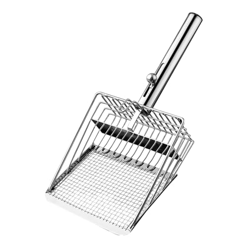 Streysisl Katzenstreuschaufel, Katzenstreuschaufel für Katzentoilette, Metallgitter-Sieb, Kotschaufel, stabil, antihaftbeschichtet, ergonomischer Griff, robuste Schaufel für Haustiere von Streysisl