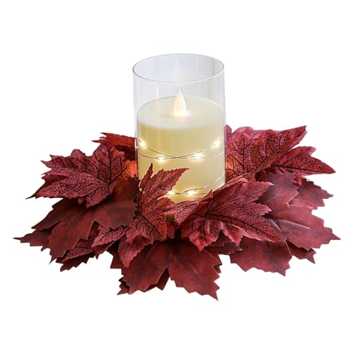 Streysisl Kerzenkränze Ringe Herbst, Ahorn-Kerzenringe für Säulen, künstlicher Kerzenkranz für Thanksgiving, Herbst, Hochzeit, rustikale saisonale Dekoration Streysisl Kerzenkränze Ringe Herbst, Ahorn-Kerzenringe für Säulen, künstlicher Kerzenkranz für Thanksgiving, Herbst, Hochzeit, rustikale saisonale Dekoration von Streysisl