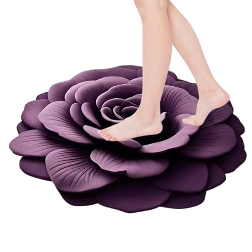 Streysisl Kieselgur-Badematte, wasserabsorbierende Bodenmatte, rutschfest, 3D-realistisches Blumenmuster, 40 x 40 cm, schnell trocknend, für WC, Spa von Streysisl