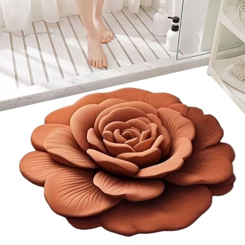 Streysisl Kieselgur-Duschmatte, saugfähige Stein-Badematten für Badezimmer, schnell trocknend, realistisches 3D-Blumenmuster, 40 x 40 cm, für Hotel-Pool Streysisl Kieselgur-Duschmatte, saugfähige Stein-Badematten für Badezimmer, schnell trocknend, realistisches 3D-Blumenmuster, 40 x 40 cm, für Hotel-Pool von Streysisl