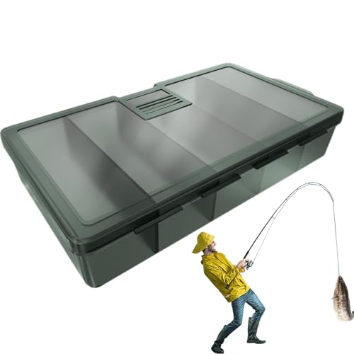 Streysisl Kleine Angelausrüstungsbox, hochfest, verstellbar, kleine Köderbox mit mehreren Gittern, multifunktionale Aufbewahrungsboxen mit transparentem Deckel, tragbares Angelzubehör für Angelfreunde von Streysisl