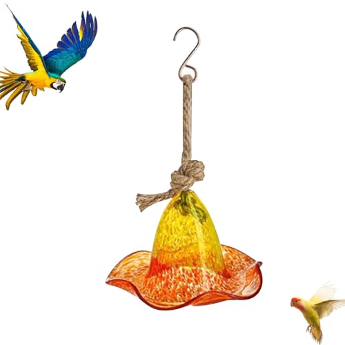 Streysisl Kolibri-Futterstation für Kolibris für Baum | Vogelfutterstation aus mundgeblasenem in Hutform | Futterstation mit Metallhaken von Streysisl
