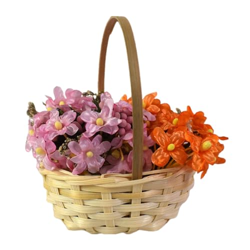 Streysisl Korb für Blumen – Hochzeitskorb, leicht, handgewebt für Hochzeit, eleganter Schreibtisch-Behälter, multifunktionaler tragbarer Aufbewahrungskorb für den Schreibtisch von Streysisl
