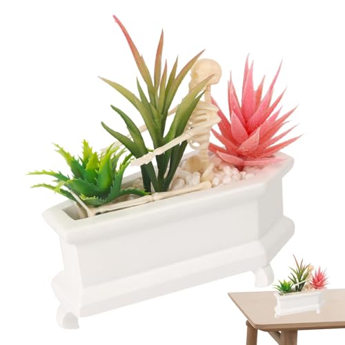 Streysisl Künstliche Sukkulenten Schädel Topf - Faux Zimmerpflanzen | Blumentopf für Heimdekoration, Skelett im Desktop Requisiten Streysisl Künstliche Sukkulenten Schädel Topf - Faux Zimmerpflanzen | Blumentopf für Heimdekoration, Skelett im Desktop Requisiten von Streysisl