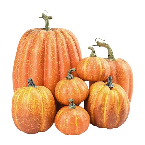 Streysisl Kürbis-Dekorationen, 7-teiliges Halloween-Kunstschaumstoff, orangefarbene Kürbisse, saisonale Dekorationen, Party-Requisiten für drinnen und draußen, Tisch, Schreibtisch, Hochzeit, Schrank Streysisl Kürbis-Dekorationen, 7-teiliges Halloween-Kunstschaumstoff, orangefarbene Kürbisse, saisonale Dekorationen, Party-Requisiten für drinnen und draußen, Tisch, Schreibtisch, Hochzeit, Schrank von Streysisl