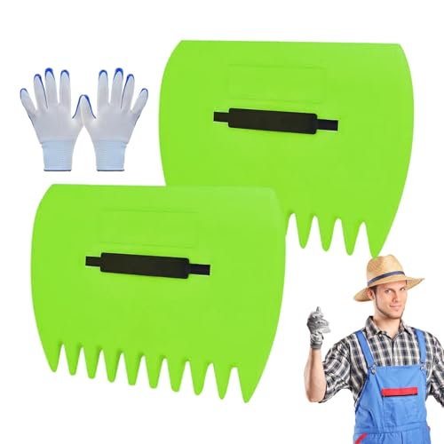 Streysisl Leaf Claws | Wiederverwendbarer Handrechen mit Handschuhen - Multifunktionale Grasklammern, Gartenreinigungswerkzeug für Rasenschmutz, Müll von Streysisl