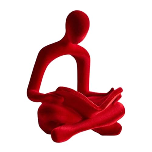 Streysisl Leseskulptur, Leser-Schreibtisch-Dekoration, beflockte Sammelfiguren, Heimdekoration, moderne Skulptur, Kunst und Handwerk, Schreibtischzubehör für Tisch, Bücherregal von Streysisl