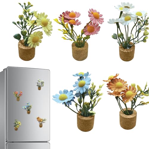 Streysisl Magnete für Kühlschrank – Simulationsblumen-Kühlschrankmagnet – 5 x Mini-Topf-künstliche Gänseblümchen-Aufkleber, Dekoration für Haus, Pinnwand, Schließfächer, Schrank, Whiteboard Streysisl Magnete für Kühlschrank – Simulationsblumen-Kühlschrankmagnet – 5 x Mini-Topf-künstliche Gänseblümchen-Aufkleber, Dekoration für Haus, Pinnwand, Schließfächer, Schrank, Whiteboard von Streysisl