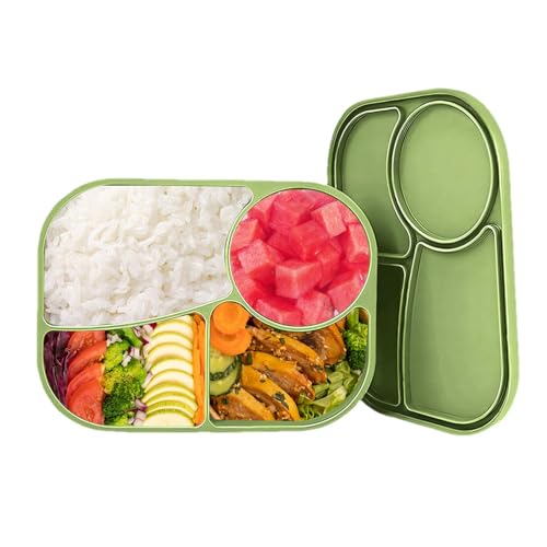 Streysisl Mikrowellengeeignete , 4 Fächer, mikrowellengeeignet, , Silikon- , Mahlzeiten-Vorbereitungsbehälter mit dickem Deckel für Obst, , Fleisch Streysisl Mikrowellengeeignete , 4 Fächer, mikrowellengeeignet, , Silikon- , Mahlzeiten-Vorbereitungsbehälter mit dickem Deckel für Obst, , Fleisch von Streysisl